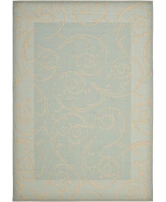 Courtyard CY6108 Aqua and Cream 8' x 11' Outdoor Area Rug