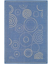 Courtyard Blue and Natural 7'10" x 7'10" Sisal Weave Square Area Rug