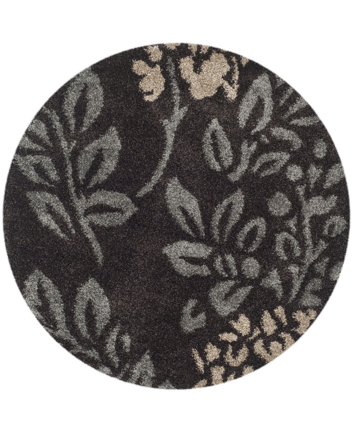 Safavieh Shag 6'7in x 6'7in Round Area Rug - Dark Brown/Grey