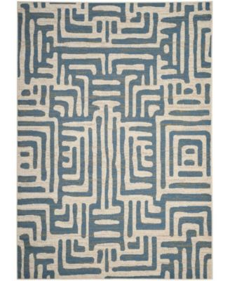Amsterdam Ivory and Light Blue 5'1" x 7'6" Area Rug