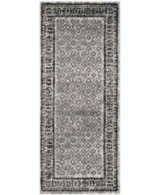 Adirondack Ivory and Silver 2'6" x 18' Runner Area Rug