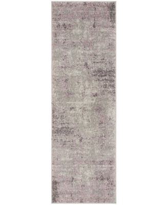 Adirondack Light Grey and Purple 2'6" x 10' Runner Area Rug