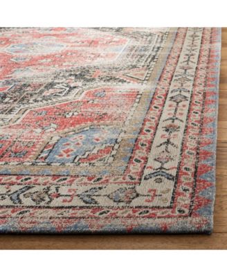 Classic Vintage Red and Charcoal 4' x 6' Area Rug
