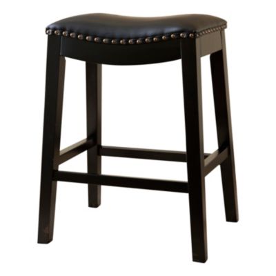 Abbyson Living Jaden Bonded Leather Saddle Short Bar Stool