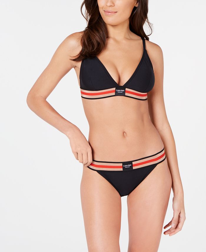 Calvin Klein Varsity Stripe Logo Bikini Top & Bottoms & Reviews - Swimsuits  & Cover-Ups - Women - Macy's