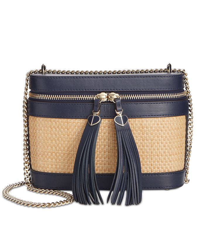 Kate spade rose top straw crossbody