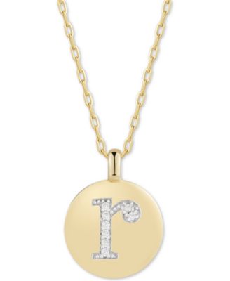 Photo 1 of CHARMBAR? Swarovski Zirconia Initial Reversible Charm Pendant Necklace in 14k Gold-Plated Sterling Silver, Adjustable 16"-20"