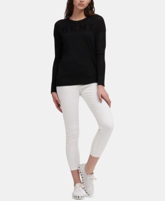 DKNY - Open-Knit Logo Sweater