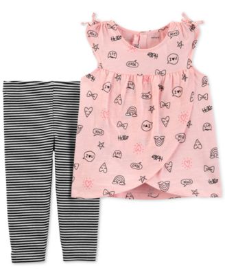 Carter's - Baby Girls 2-Pc Printed Tunic & Striped Leggings Set