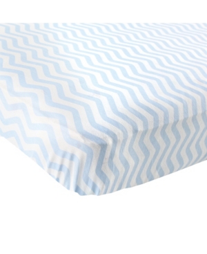 Luvable Friends Babies' Fitted Knit Crib Sheet, One Size In Blue Chevron