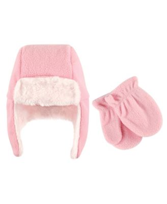 Toddler Girls Fleece Trapper Hat and Mitten Set