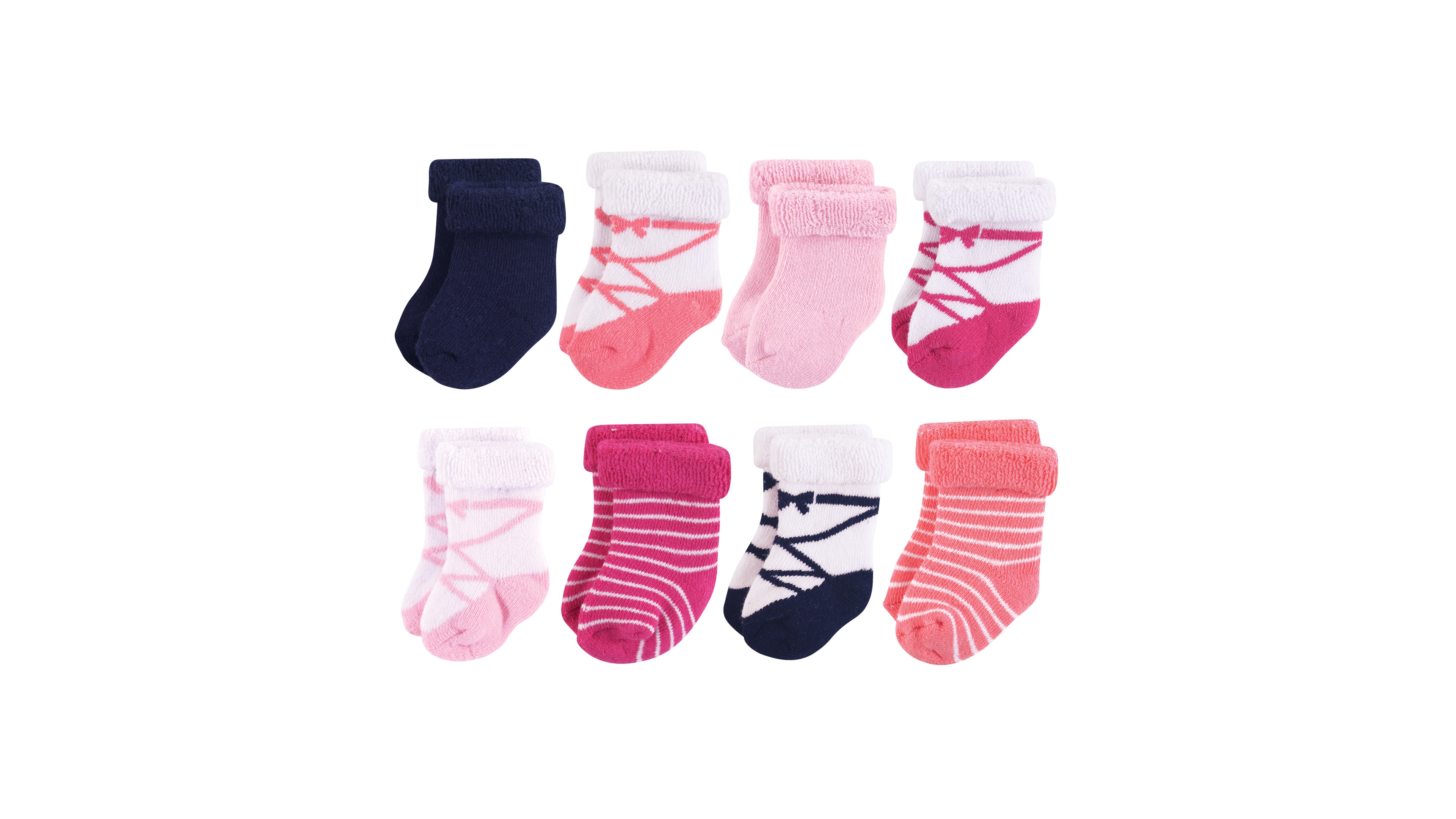 Hudson Baby Girls 8Pk Terry Roll Cuff Socks