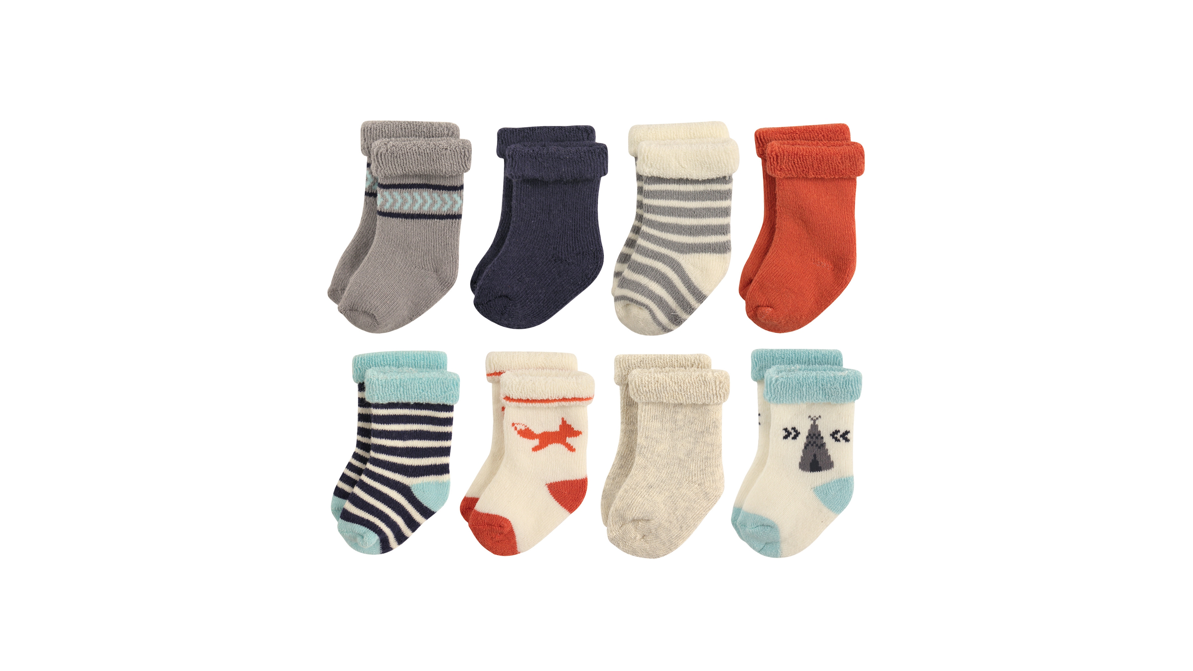 Hudson Baby Boys Cotton Rich Newborn and Terry Socks, Aviator, 0-6 Months