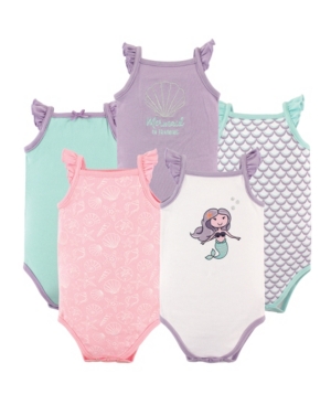 Hudson Baby Baby Girls Mermaid Sleeveless Bodysuits Pack of 5