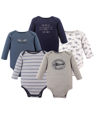 Hudson Baby Boys and Girls Fire Truck Long-Sleeve Bodysuits Pack of 5