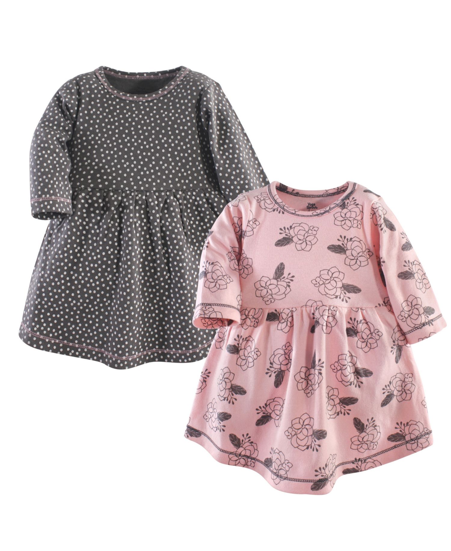 Baby Girls Comfy Warm All-Day Long Sleeve Dress 2Pk