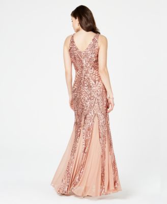 macy's rose gold sequin dress