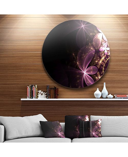 Design Art Designart Purple Shiny Fractal Flowers Abstract Round
