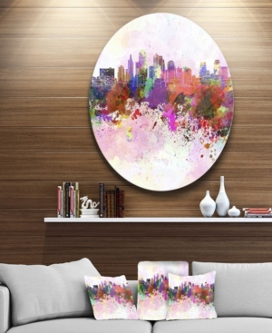Design Art Designart ''kansas City Skyline' Disc Cityscape Metal Artwork Print In Purple