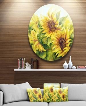 Design Art Designart 'bright Yellow Sunny Sunflowers' Floral Metal Artwork