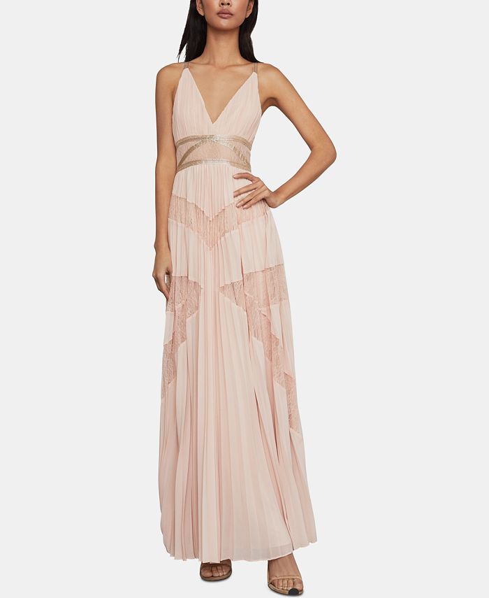 BCBGMAXAZRIA Embellished Lace-Inset Gown - Macy's