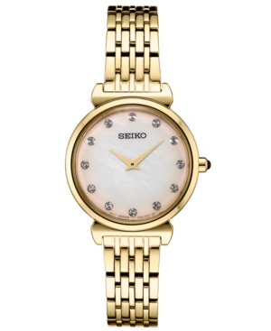 image of Seiko Women-s Crystals Gold-Tone Stainless Steel Bracelet Watch 29.6mm