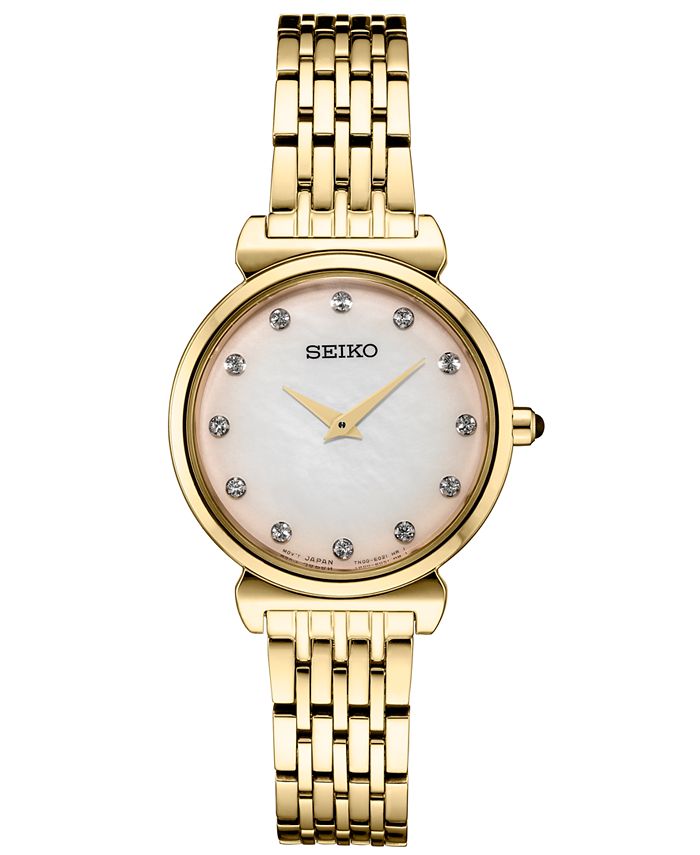 Seiko Women's Crystals Gold-Tone Stainless Steel Bracelet Watch 29.6mm ...