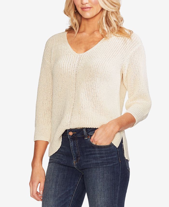 Vince Camuto 3/4-Sleeve High-Low Sweater - Macy's
