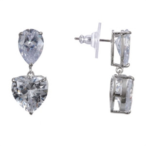 image of Nina Heart Cubic Zirconia Earrings
