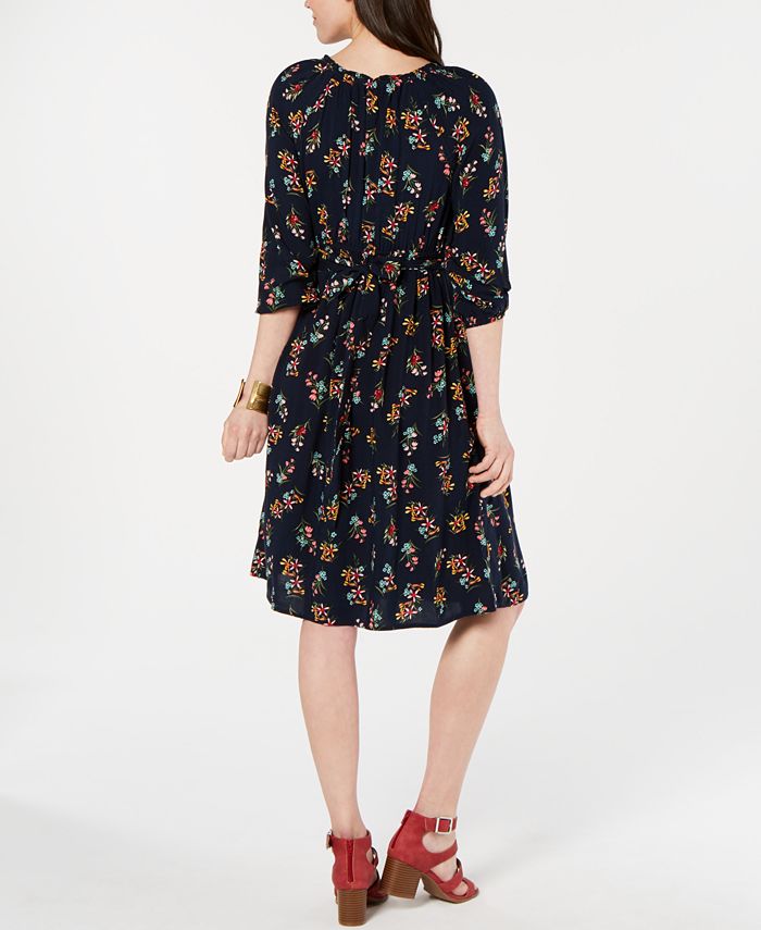 Style & Co Printed Tassel-Tie Midi Dress, Created for Macy's - Macy's