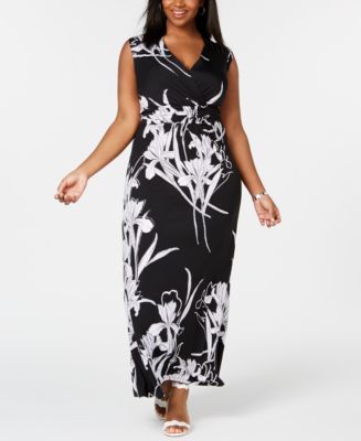 NY Collection Plus & Petite Plus Size Surplice Printed Maxi Dress