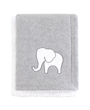 Hudson Baby Fleece Blanket with Sherpa Back Gray Elephant One Size