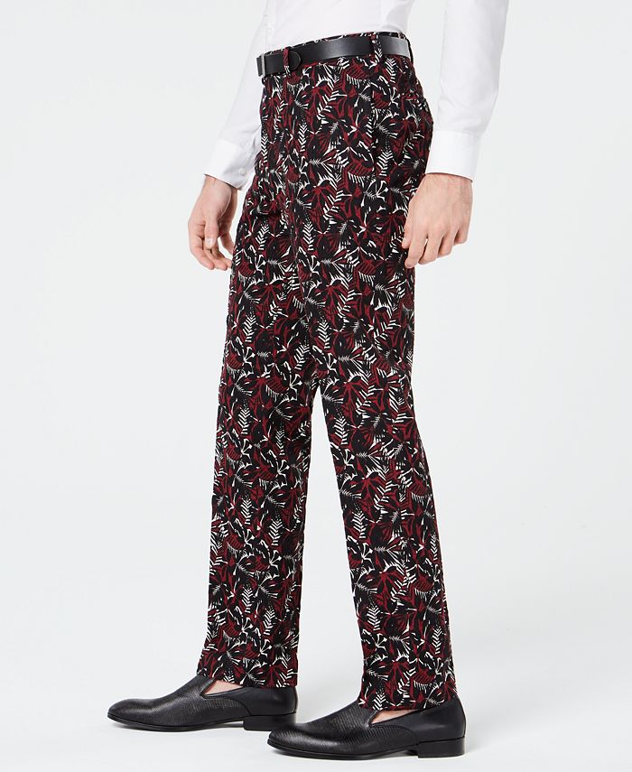 Tallia Men's Slim-Fit Tropical-Print Pants - Macy's