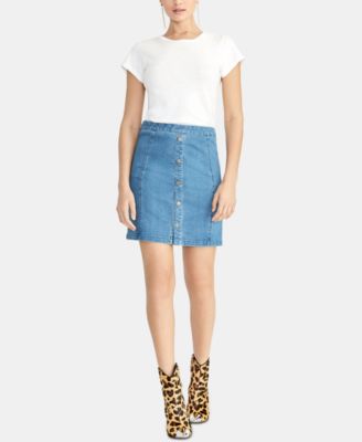 RACHEL Rachel Roy - Snap-Front Denim Mini Skirt