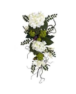 Nearly Natural 28" Hydrangea Teardrop In White