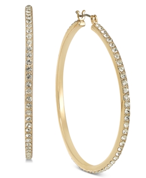 image of Inc Large Pave Medium Hoop Earrings, 2
