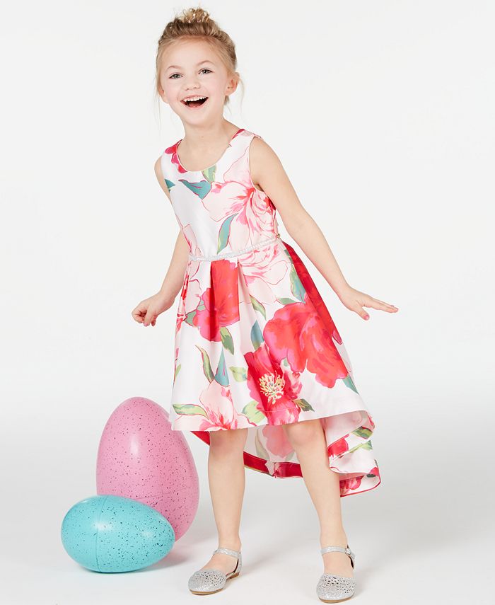 Speechless Little Girls Floral-Print Satin Dress - Macy's