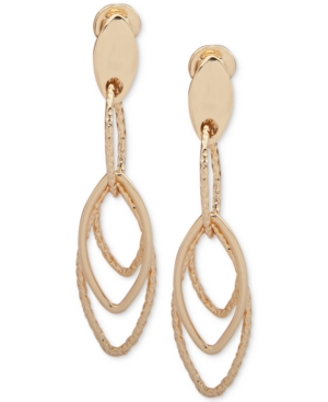 image of Anne Klein Gold-Tone E-z Comfort Clip-On Large Linear Drop Earrings