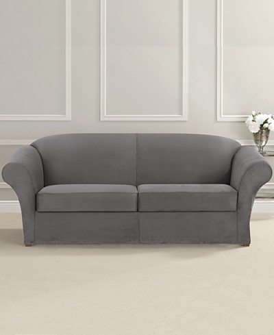 Damask Box Cushion Sofa Slipcover