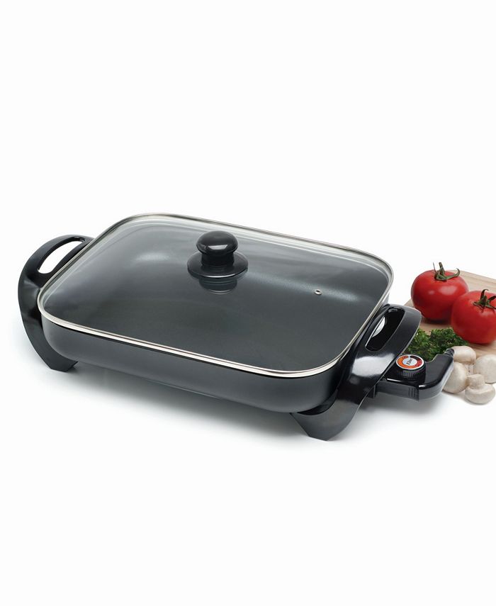 Elite Gourmet Electric Skillet with Glass Lid - Black