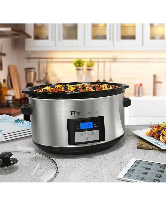 Elite Gourmet 8.5Qt Digital Programmable Jumbo XL Slow Cooker with