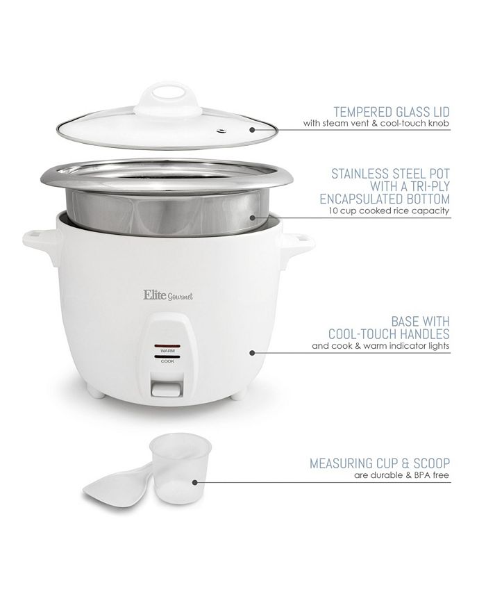 Elite Gourmet Elite Platinum 10Cup Rice Cooker with Glass Lid