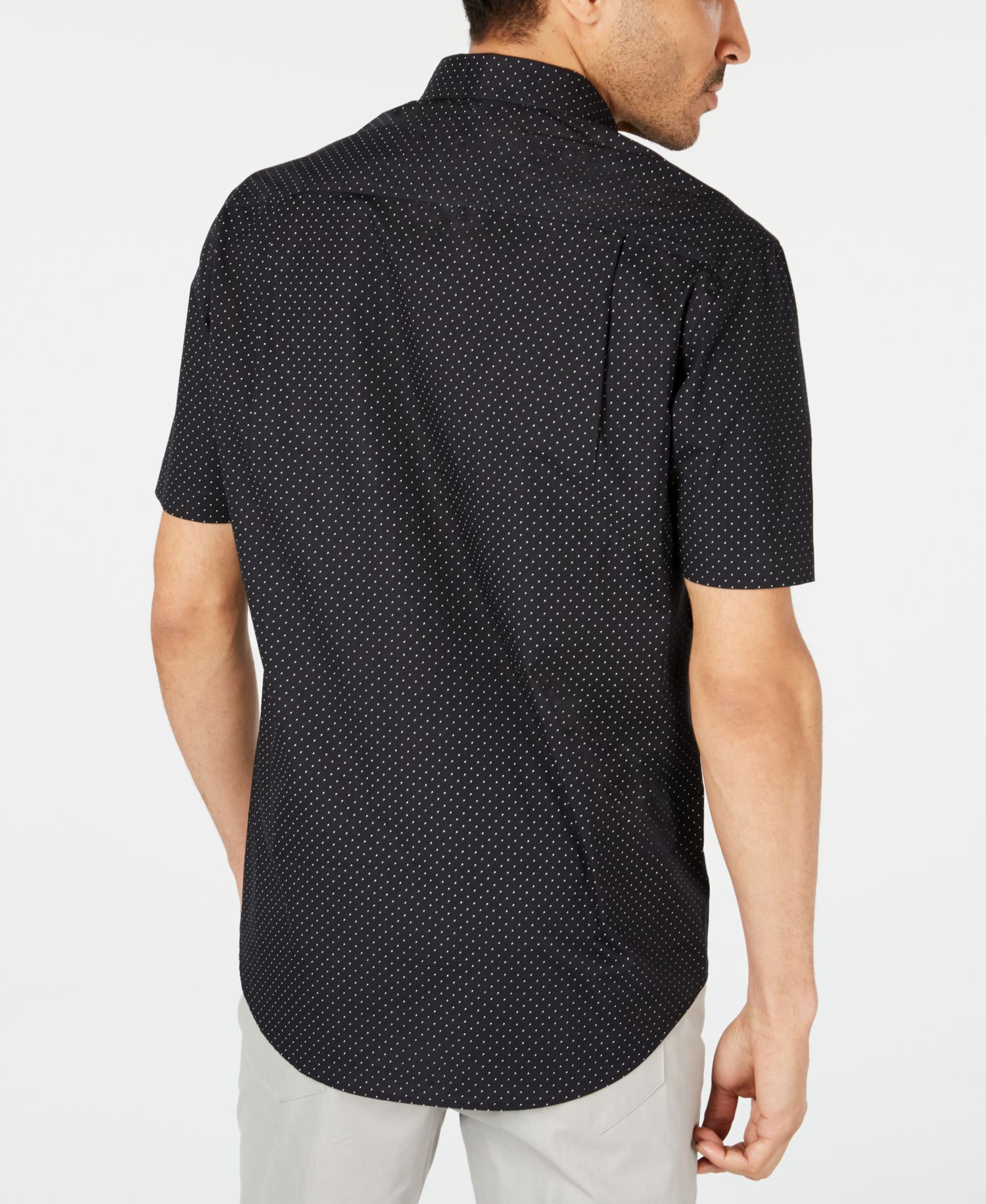 Men's Micro Dot Print Stretch Cotton Shirt