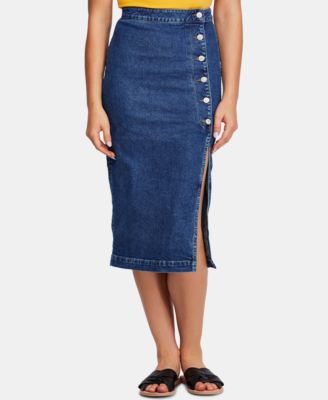 Free People - Jasmine High-Waisted Denim Pencil Skirt