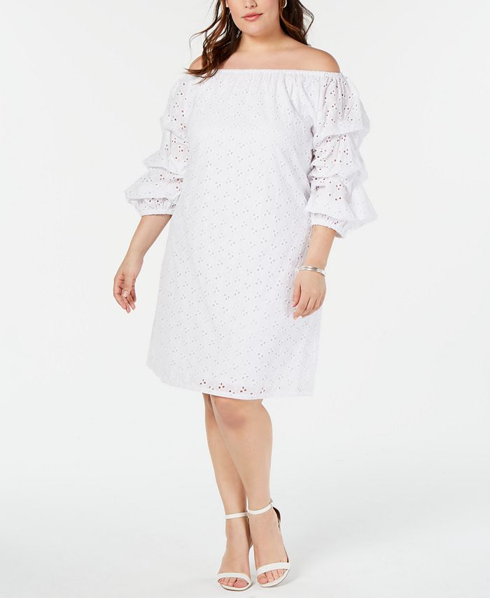 Msk Plus Size Off The Shoulder Eyelet Dress Macys 5582