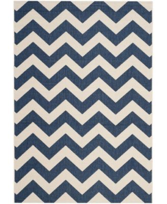 Courtyard CY6244 Navy and Beige 5'3" x 7'7" Sisal Weave Outdoor Area Rug
