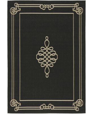 Courtyard CY6788 Black and Creme 8' x 11' Outdoor Area Rug
