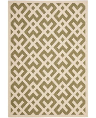 Courtyard CY6915 Green and Bone 5'3" x 7'7" Outdoor Area Rug