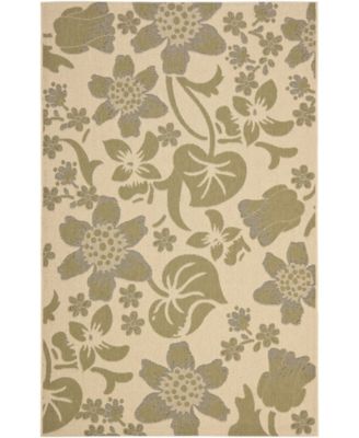 Courtyard CY7014 Cream and Green 5'3" x 7'7" Outdoor Area Rug