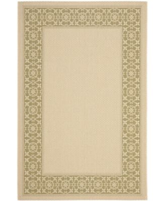 Courtyard CY6003 Cream and Green 5'3" x 7'7" Outdoor Area Rug